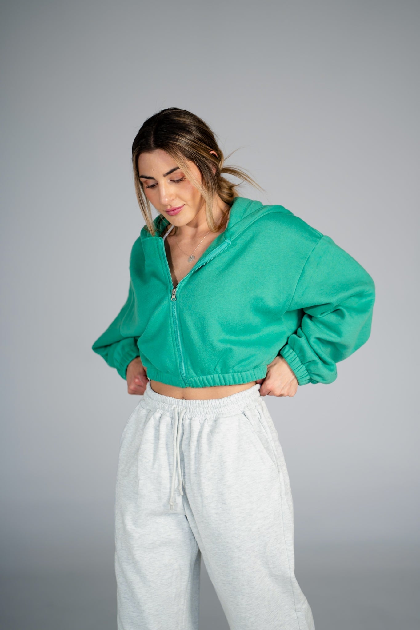 Puff Cropped Zip Jacket - Clover - HERCULETTEHoodie