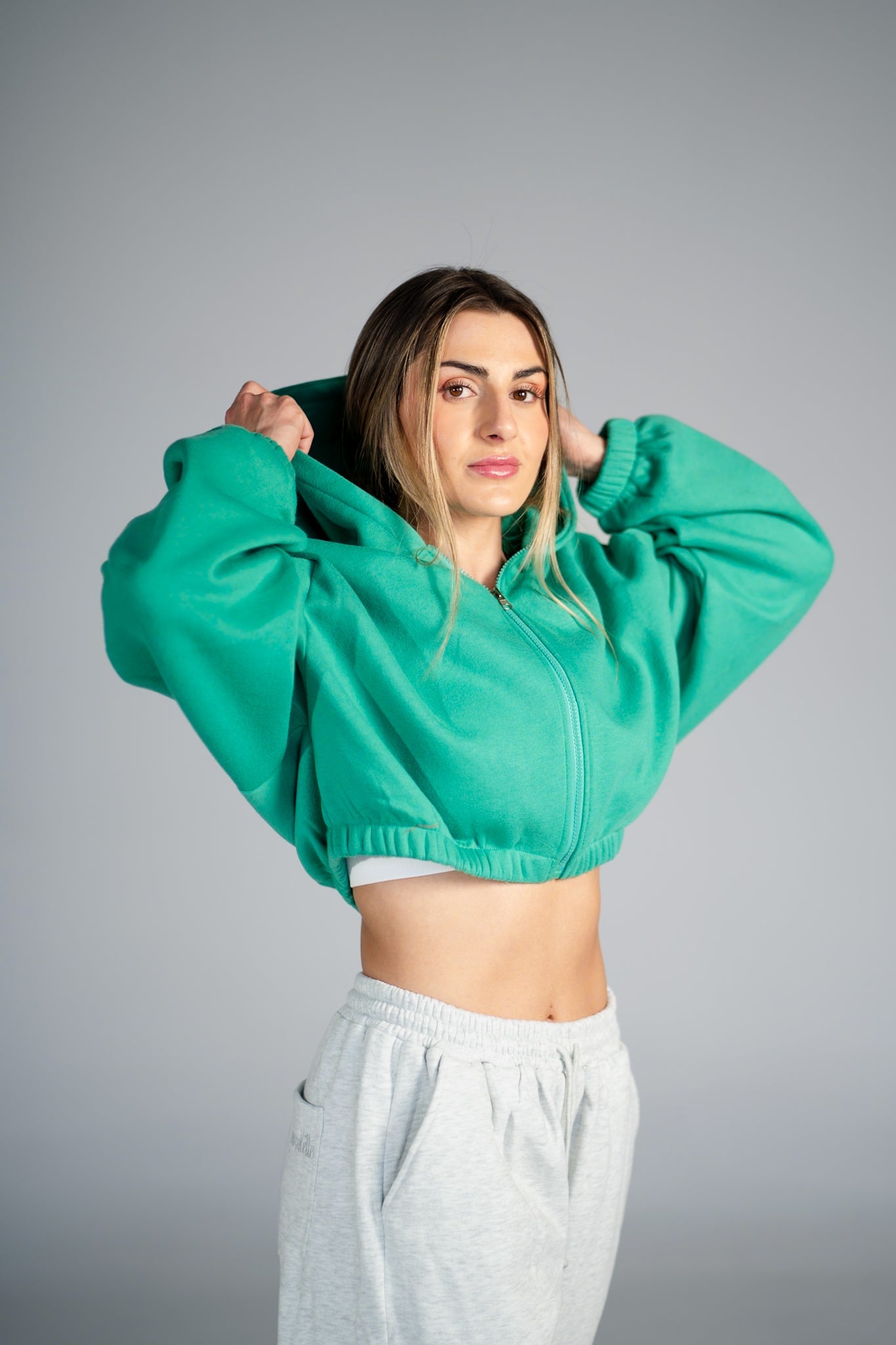 Puff Cropped Zip Jacket - Clover - HERCULETTEHoodie