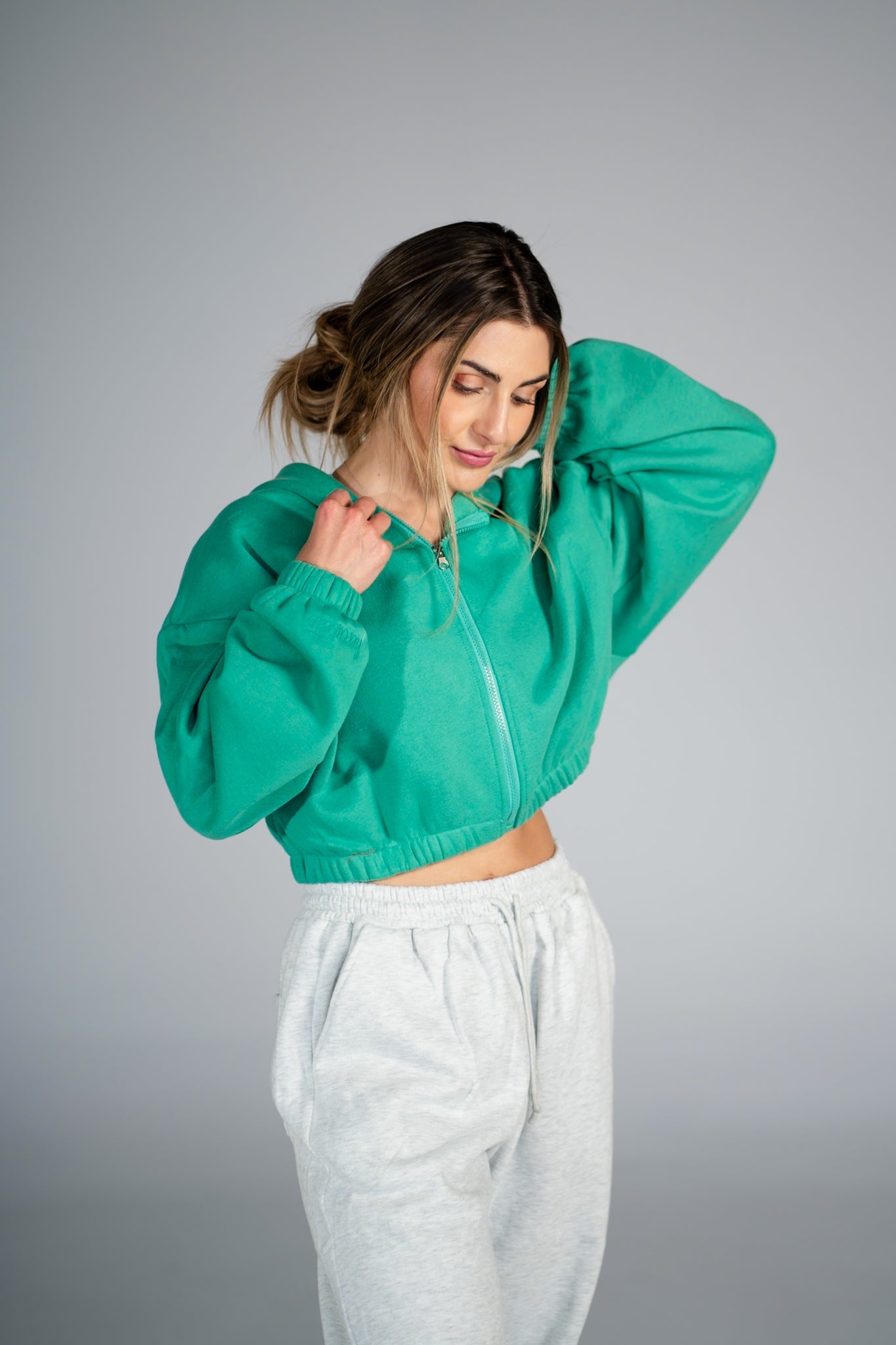 Puff Cropped Zip Jacket - Clover - HERCULETTEHoodie