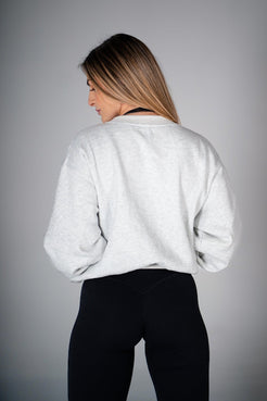 Girly Crew Neck Sweater - Heathered Ivory - HERCULETTE