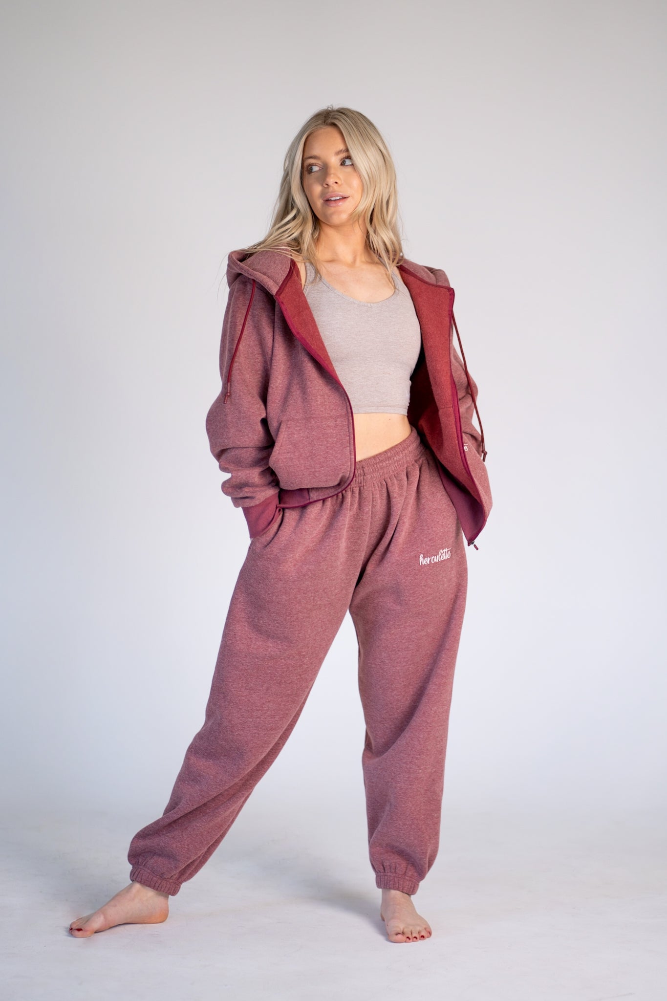 Prime Essential Joggers - Heathered Maroon - HERCULETTE